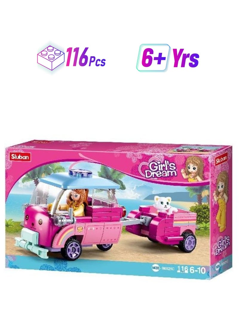 Sluban M38-B0921C 116-Piece Cube Girl's Dream Transport Car Toy 116 6+ Years - Image 1