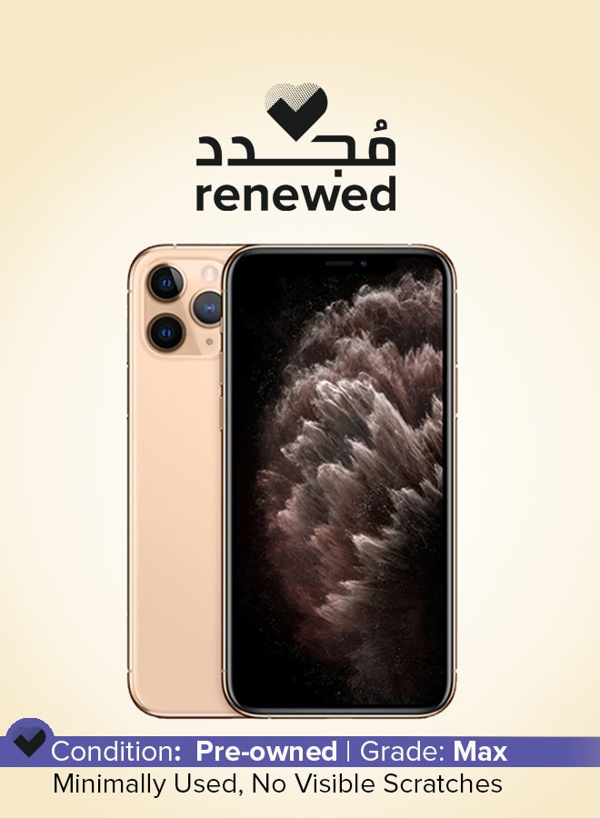ابل  مُجدد - هاتف آيفون 11 برو ماكس بخاصية فيس تايم ومزود بذاكرة داخلية 512 جيجابايت ويدعم تقنية 4G LTE، النسخة العالمية، لون ذهبي - Image 1