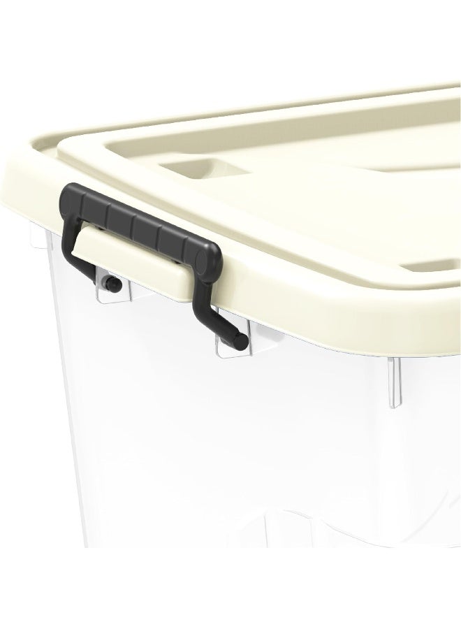 Cosmoplast - Plastic Storage Box Clear with Wheels and Latch-locking Lid 132 Liters Off White 132.0Liters - Image 1
