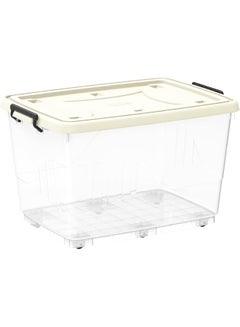 Cosmoplast Plastic Storage Box Clear with Wheels and Latch-locking Lid 132 Liters Off White 132.0Liters  - Image 1