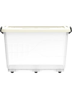 Cosmoplast Plastic Storage Box Clear with Wheels and Latch-locking Lid 132 Liters Off White 132.0Liters  - Image 2