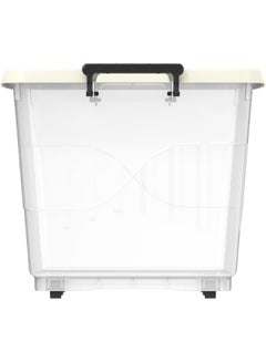 Cosmoplast Plastic Storage Box Clear with Wheels and Latch-locking Lid 132 Liters Off White 132.0Liters  - Image 3