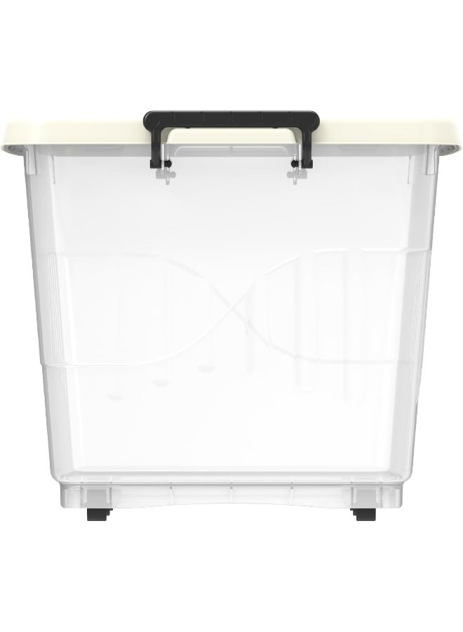 Cosmoplast - Plastic Storage Box Clear with Wheels and Latch-locking Lid 132 Liters Off White 132.0Liters - Image 1