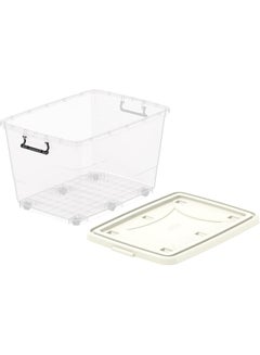 Cosmoplast Plastic Storage Box Clear with Wheels and Latch-locking Lid 132 Liters Off White 132.0Liters  - Image 5