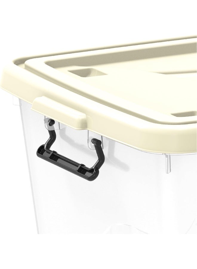 Cosmoplast - Plastic Storage Box Clear with Wheels and Latch-locking Lid 132 Liters Off White 132.0Liters - Image 1