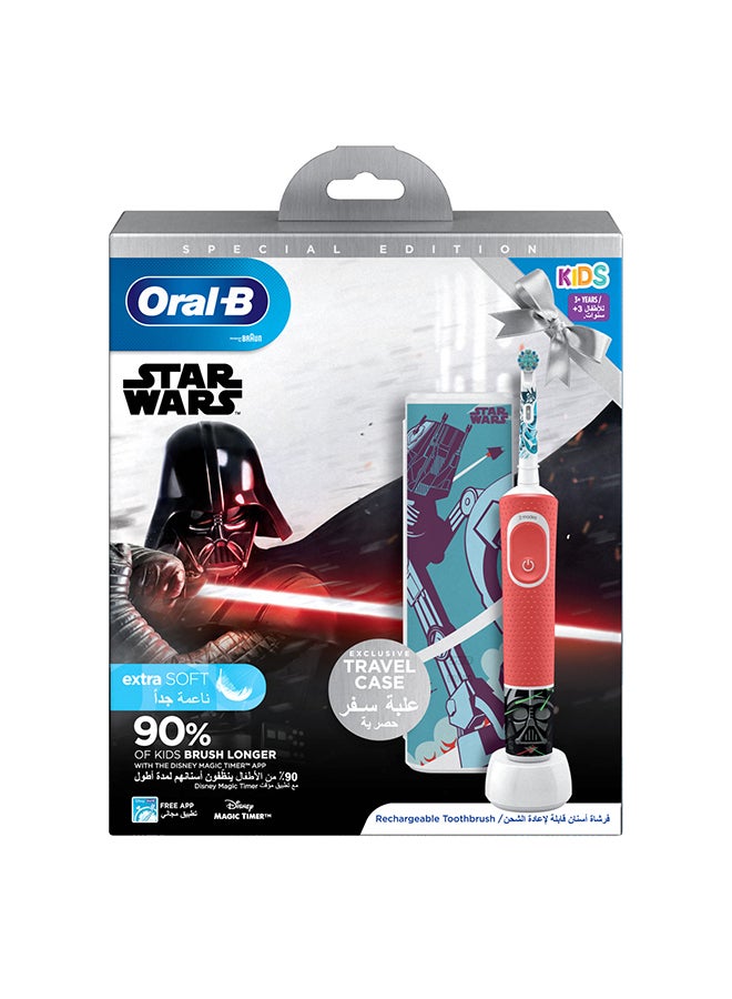 Oral-B Kids Rechargeable Electric Toothbrush Set, Star Wars, 3+ Years, with Travel Case Red - Image 1