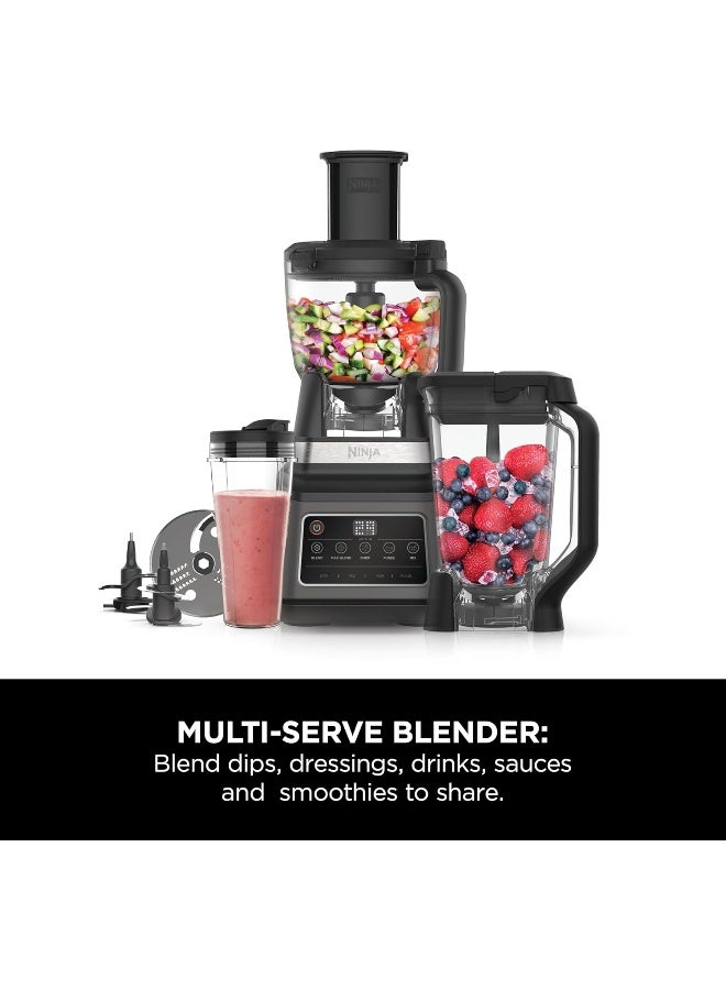 Ninja 3-In-1 Food Processor & Blender With 5 Automatic Programs: Blend, Max Blend, Chop, Mix, Puree, 1.8L Bowl, 2.1L Jug, 700ml Cup, Dishwasher Safe Parts, Auto-iQ 2.1 L 1200 W BN801ME Black/Silver - Image 2