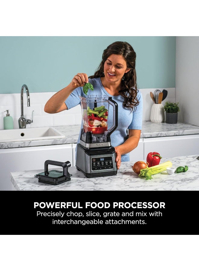 Ninja 3-In-1 Food Processor & Blender With 5 Automatic Programs: Blend, Max Blend, Chop, Mix, Puree, 1.8L Bowl, 2.1L Jug, 700ml Cup, Dishwasher Safe Parts, Auto-iQ 2.1 L 1200 W BN801ME Black/Silver - Image 3