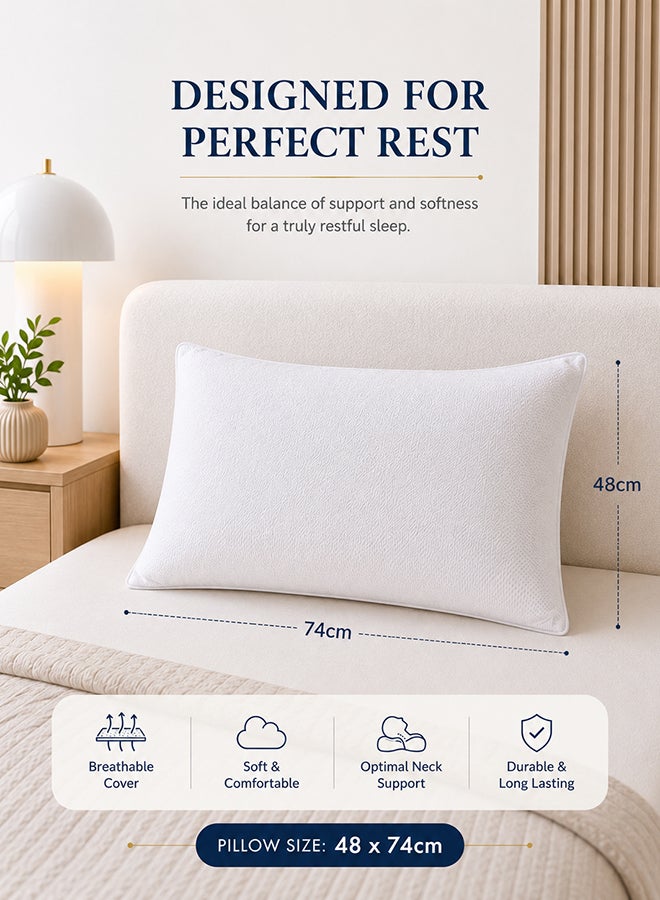 Hotel Linen Klub Non Woven Home Essential Pillow Cotton White 48x74cm - Image 2