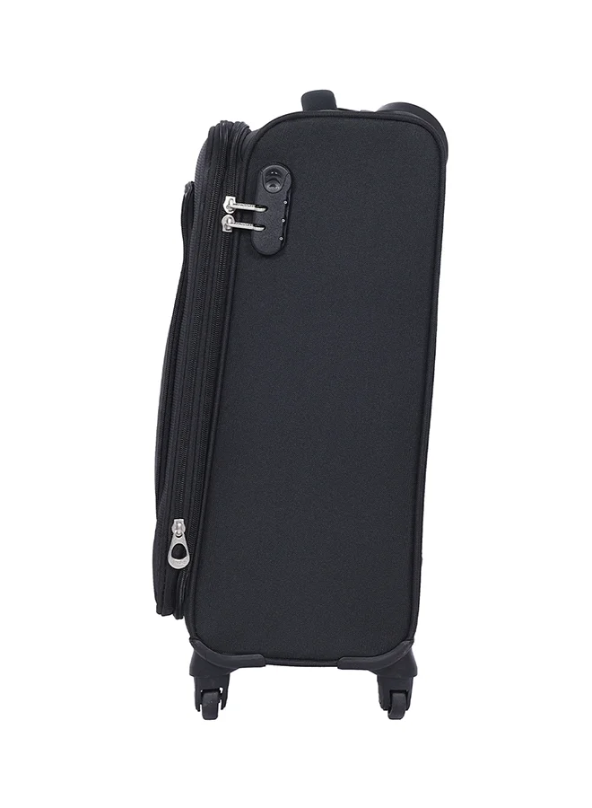 امريكان توريستر Oakland Suitcase, Cabin Size 55 cm / 20 inch, Spinner Wheels, Soft Top, 100% Polyester, Black|TSA Lock|Front Pocket Storage Compartment|Expandable - 3 Years International Warranty