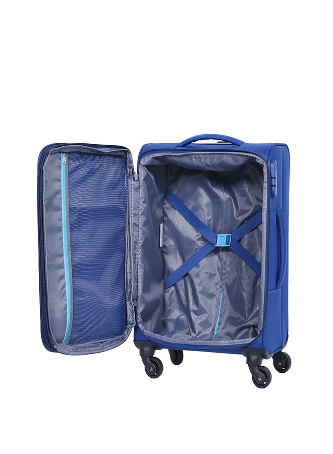 American Tourister Oakland Suitcase, Cabin Size 55 cm / 20 inch, Spinner Wheels, Soft Top, 100% Polyester, Blue|TSA Lock|Front Pocket Storage Compartment|Voluminous Storage - 3 Years Global Warranty Blue - Image 5