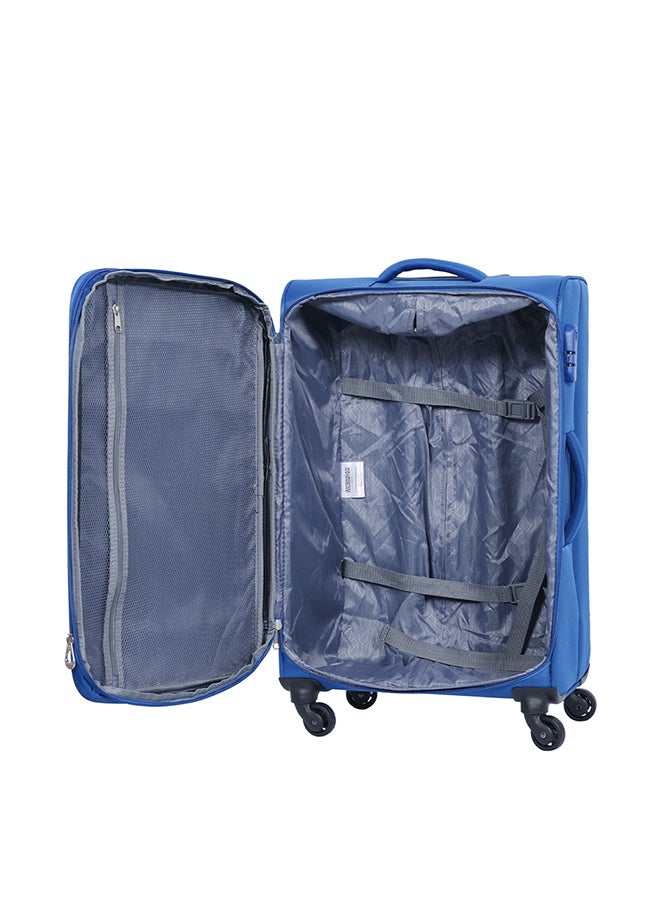 American Tourister Oakland Suitcase, Check-In Size 68 cm / 25 inch, Spinner Wheels, Soft Top, 100% Polyester, Blue|TSA Lock|Front Pocket Storage Compartment|Voluminous Storage - 3 Years Global Warranty Blue - Image 5