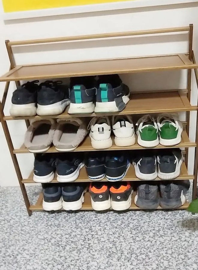 LINGWEI - 5 Tier Foldable Wooden Shoes Rack Brown - Image 1