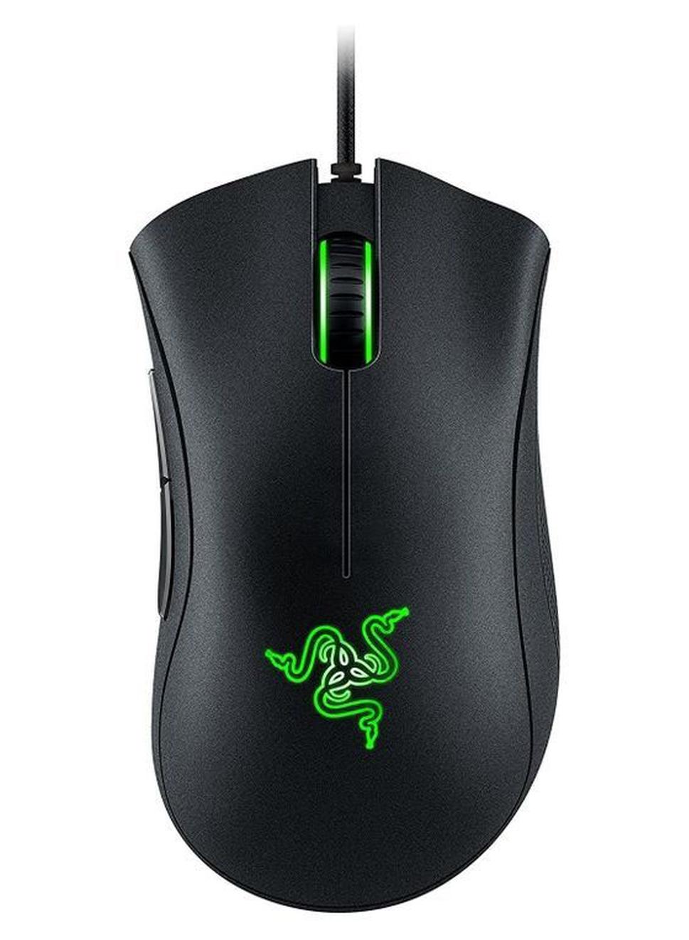 Razer DeathAdder Essential Gaming Mouse – 6400 DPI Optical Sensor, Ergonomic Right-Handed Design, 5 Programmable Buttons, Razer Mechanical Switches, Wired, Green LED, Durable 10M Clicks, Black | RZ01-03850100-R3M1