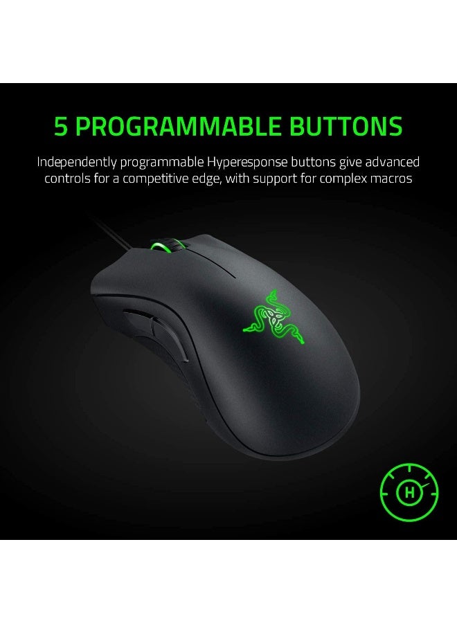 Razer DeathAdder Essential Gaming Mouse – 6400 DPI Optical Sensor, Ergonomic Right-Handed Design, 5 Programmable Buttons, Razer Mechanical Switches, Wired, Green LED, Durable 10M Clicks, Black | RZ01-03850100-R3M1 - Image 4