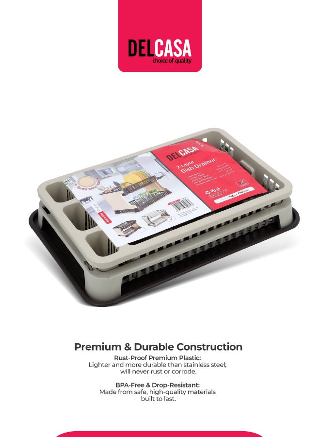 ديلكاسا رف بطبقتين لتجفيف الأطباق متعدد الألوان 44x8x30سم - Image 2