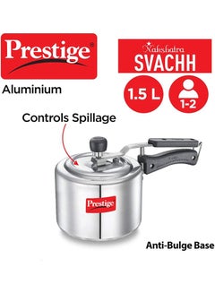Prestige Aluminium Naksh Svachh Polished Sturdy Handles Cool Touch Weight Induction Compatible Pressure Cooker Silver 1.5Liters  - Image 3