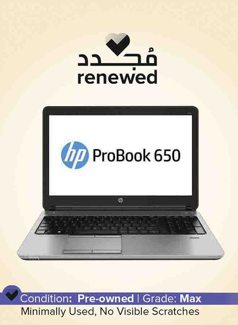 Renewed - Probook 650 G1 Laptop With 15.6-Inch Display,Intel Core i5 Processor/4th Gen/8GB RAM/256GB SSD/Intel HD Graphics Black