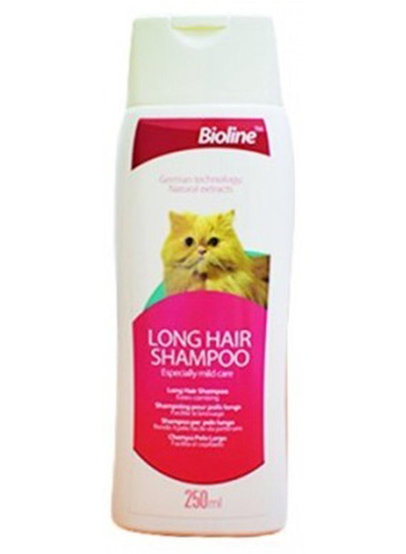 بايولاين شامبو الشعر الطويل للقطط - بحجم 250 مل أبيض