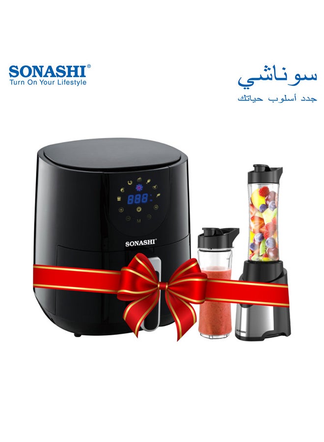SONASHI Digital Air Fryer With Sports Blender And Smoothie Maker 4.2 L 1300 W SAF-420/SB-184/Bundle Black/Silver  - Image 1