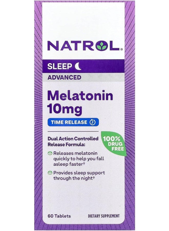 NATROL Advanced Sleep, Time Release Melatonin 10mg 60 Tablets Packaging May Vary  - Image 1
