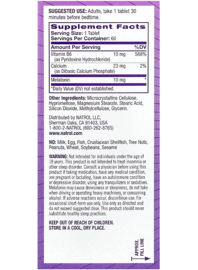 NATROL Advanced Sleep, Time Release Melatonin 10mg 60 Tablets Packaging May Vary  - Image 3
