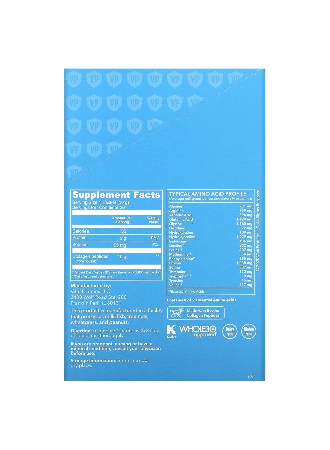 Vital Proteins - Collagen Peptides, Unflavored, 20 Packets, each 0.35 oz Packaging May Vary - Image 1