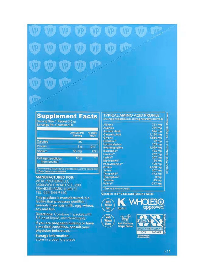 Vital Proteins Collagen Peptides, Unflavored, 20 Packets, each 0.35 oz Packaging May Vary - Image 2