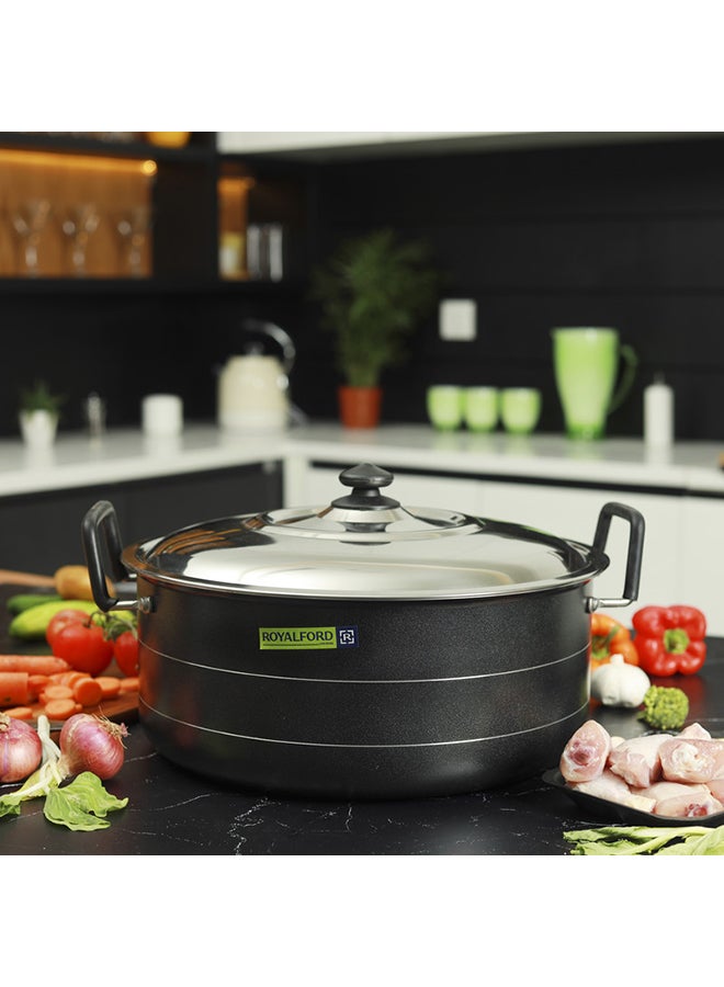 رويال فورد كسرولة من الألومنيوم بسطح مانع للالتصاق مع غطاء من قطعتين أسود/فضي 36سم - Image 3