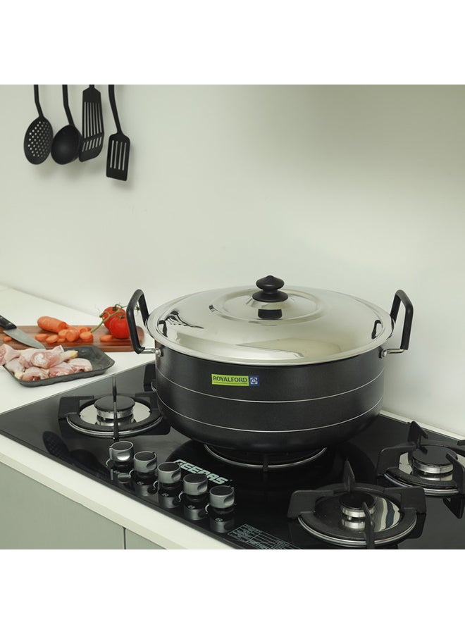 رويال فورد كسرولة من الألومنيوم بسطح مانع للالتصاق مع غطاء من قطعتين أسود/فضي 36سم - Image 5
