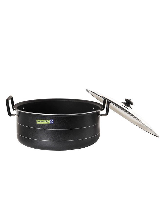 رويال فورد كسرولة من الألومنيوم بسطح مانع للالتصاق مع غطاء من قطعتين أسود/فضي 36سم - Image 2
