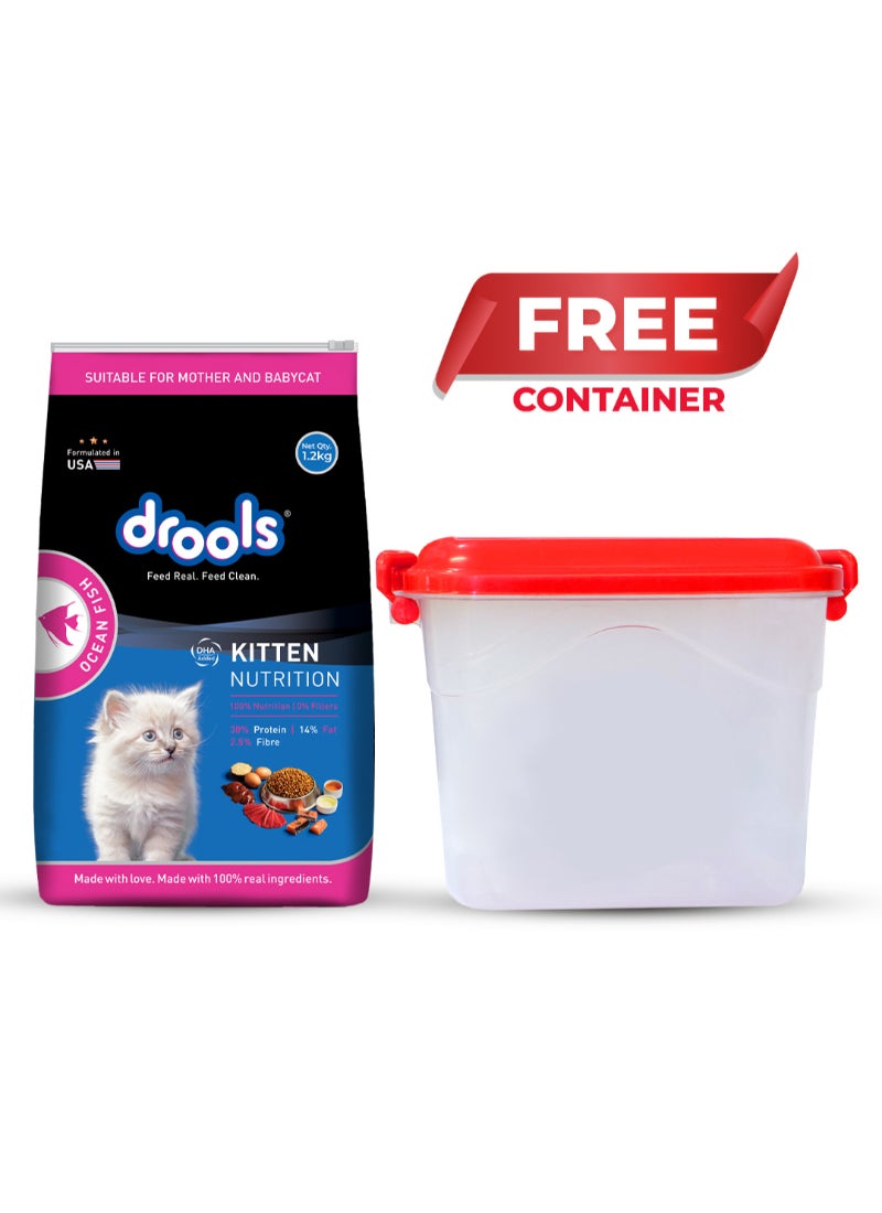 درولز طعام القطط الجاف Ocean Fish للقطط الصغيرة مع حاوية مجانية - Image 1