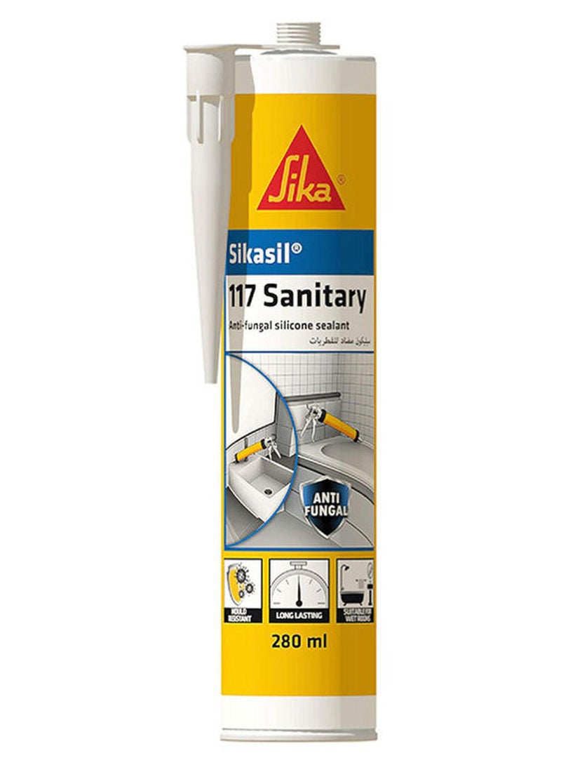 سيكا مانع تسرب سيكاسيل 117 من السيليكون الصحي المضاد للفطريات أبيض 280ملليلتر - Image 1