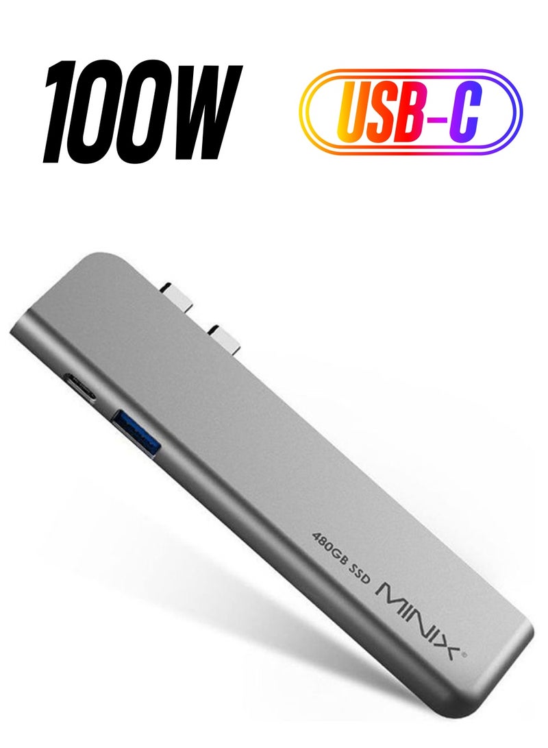 Minix USB-C 4-In-1 Multiport 480GB SSD Storage Hub For MacBook Air, MacBook Pro Grey  - Image 1