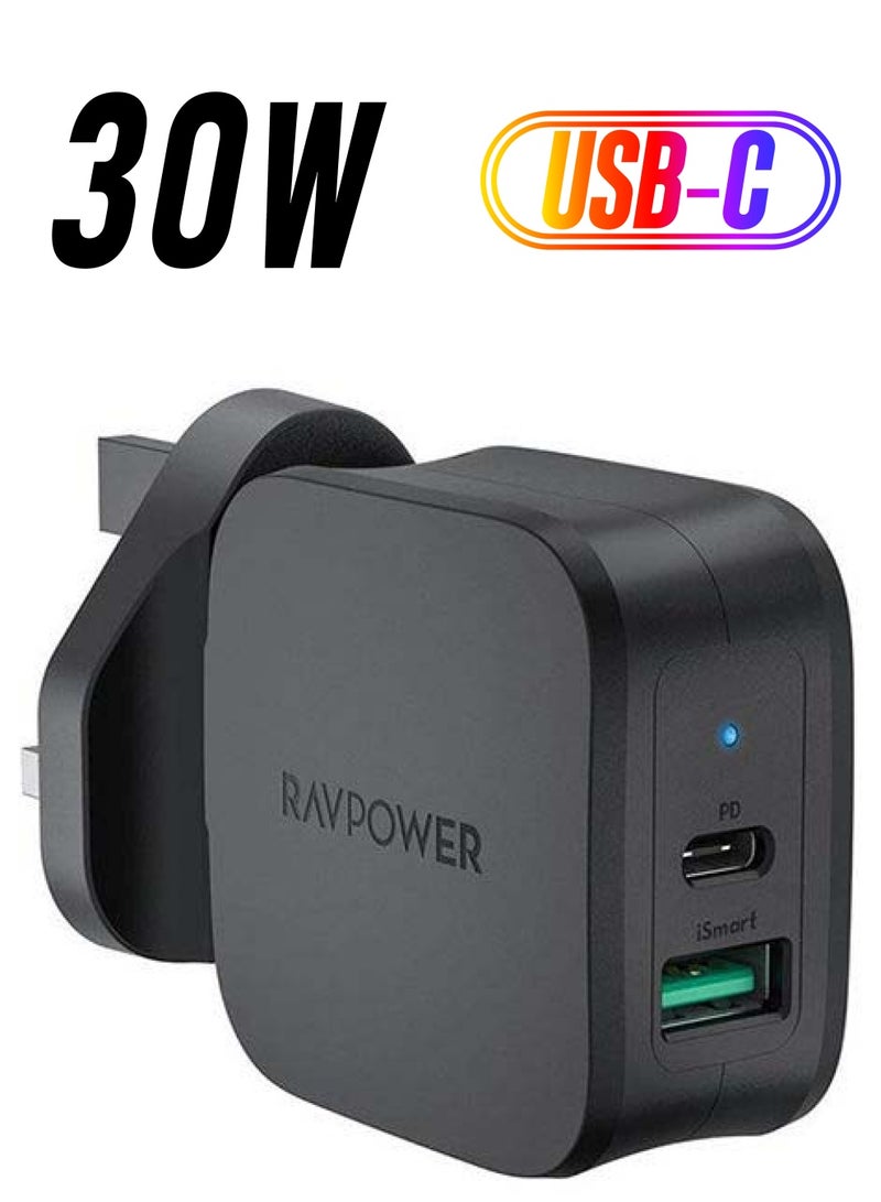 RAVPOWER RP-PC144 PD Pioneer 30W 2-Port Wall Charger black  - Image 1