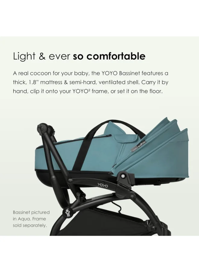 BABYZEN Yoyo 0+ Bassinet, Black Includes Thick Double Mattress, Ventilated Shell And Canopy Requires Yoyo2 Frame