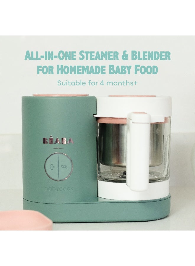 Beaba Babycook Neo 4-in-1 Baby Food Maker, Steam, Blend, Reheat and Defrost, Eco-Friendly Glass Bowl, 1250ml Capacity, BPA-Free, Eucalyptus Color - Image 3