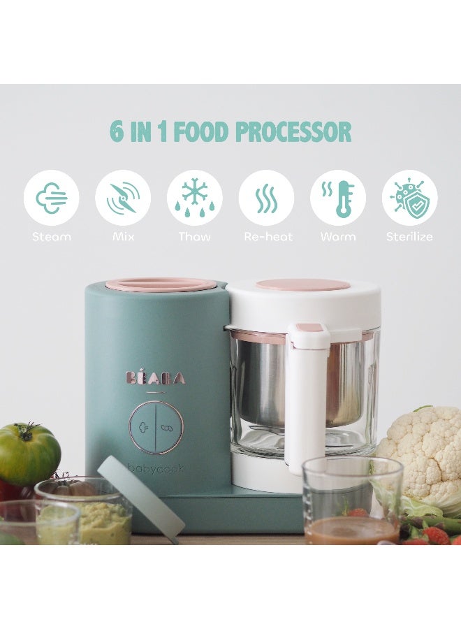 Beaba Babycook Neo 4-in-1 Baby Food Maker, Steam, Blend, Reheat and Defrost, Eco-Friendly Glass Bowl, 1250ml Capacity, BPA-Free, Eucalyptus Color - Image 5