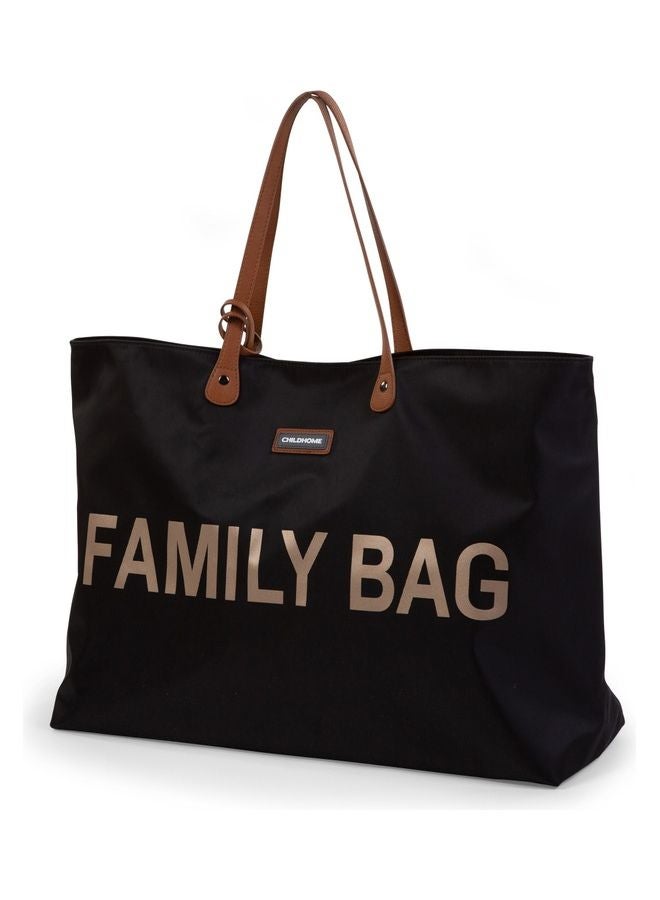 CHILDHOME Family Bag, Changing Bag, Travel And Weekend Bag, Large Capacity, Detachable Pouch Included - Black/Gold - Image 4