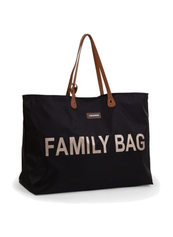 CHILDHOME Family Bag, Changing Bag, Travel And Weekend Bag, Large Capacity, Detachable Pouch Included - Black/Gold - Image 5