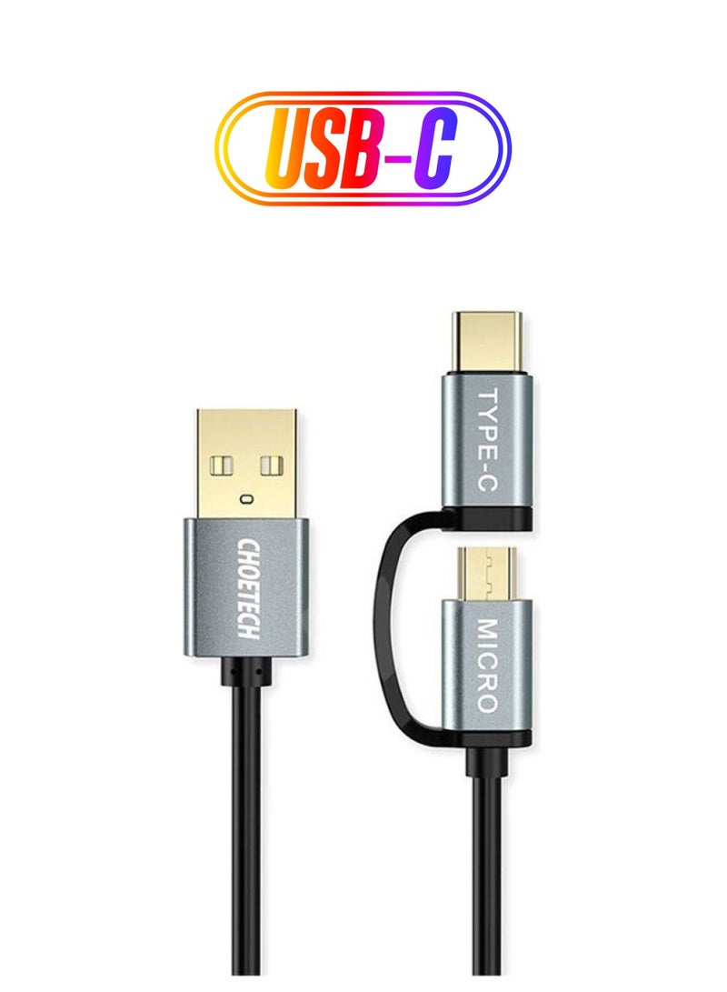 تشوتيك - كابل 2 في 1 من USB إلى مايكرو USB وUSB-C أسود - Image 1