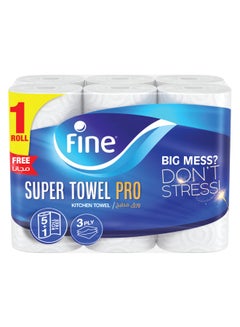 Fine Kitchen Tissue Paper Towel Pro 3 Ply 6 Rolls  - Image 1