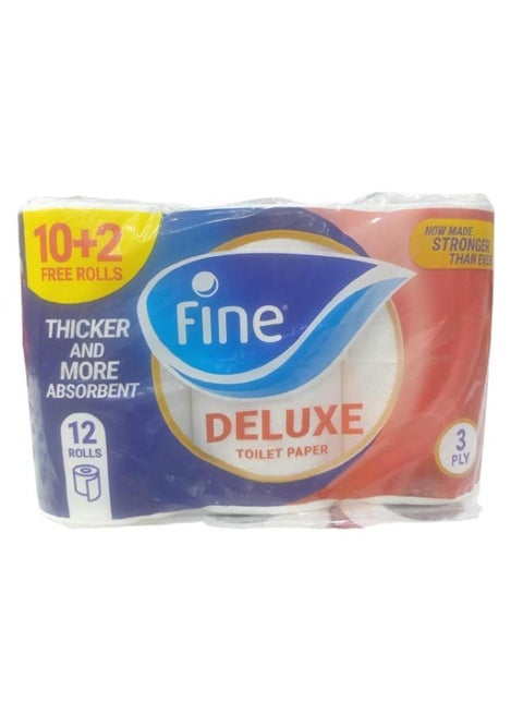 Toilet Rolls Deluxe Velvety Thick - 12 Roll 3 Ply