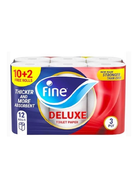 Toilet Rolls Deluxe Velvety Thick - 12 Roll 3 Ply