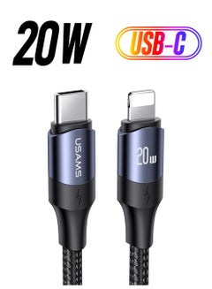 High Speed 20W USB Type-C To Lightning PD Fast Charging Cable 1.2M Black