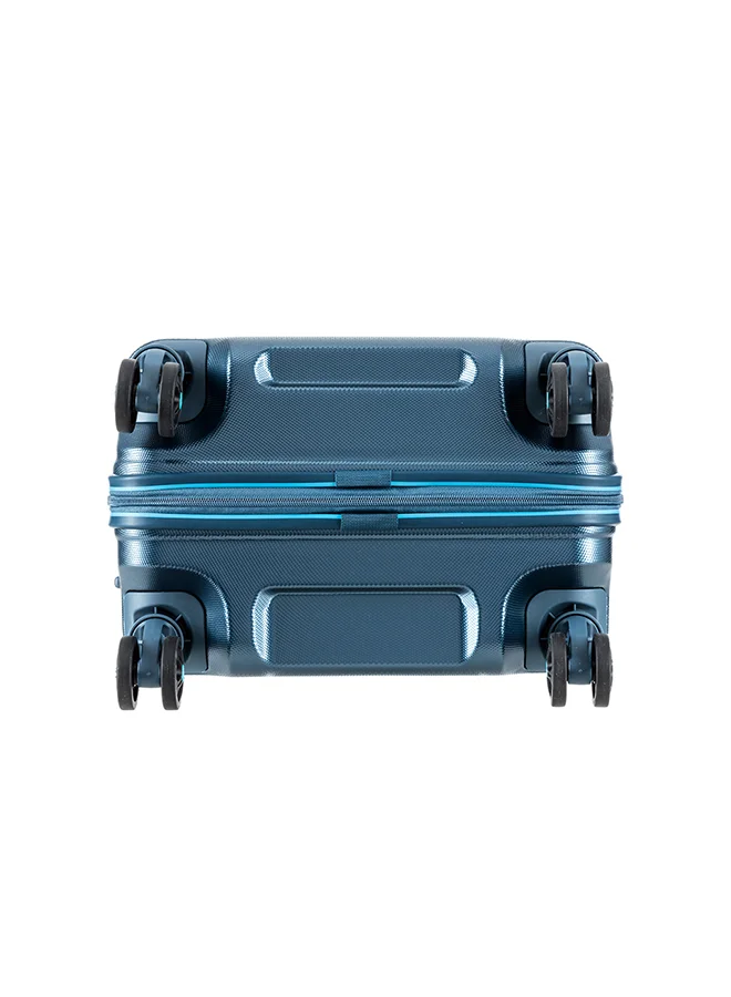 AMERICAN TOURISTER Technum Suitcase, Cabin Size 55 cm / 20 inch, 4 Spinner Wheels, Hard Top, Polycarbonate, Metallic Blue|DuoSaf™ Security Zipper|Dual Tube Pull Handle|Expandable|TSA Lock - 3 Years International Warranty Metallic Blue