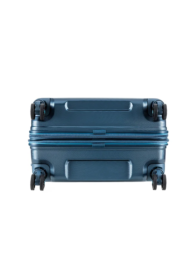 AMERICAN TOURISTER Technum Suitcase, Cabin Size 55 cm / 20 inch, 4 Spinner Wheels, Hard Top, Polycarbonate, Metallic Blue|DuoSaf™ Security Zipper|Dual Tube Pull Handle|Expandable|TSA Lock - 3 Years International Warranty Metallic Blue