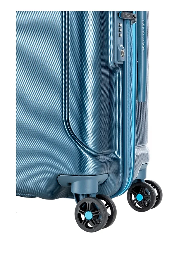 AMERICAN TOURISTER Technum Suitcase, Cabin Size 55 cm / 20 inch, 4 Spinner Wheels, Hard Top, Polycarbonate, Metallic Blue|DuoSaf™ Security Zipper|Dual Tube Pull Handle|Expandable|TSA Lock - 3 Years International Warranty Metallic Blue