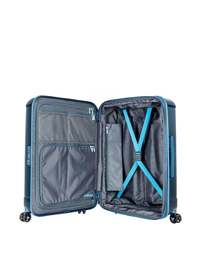 American Tourister Technum Suitcase, Check-In Size 68 cm / 25 inch, 4 Spinner Wheels, Hard Top, Polycarbonate, Metallic Blue|DuoSaf™ Security Zipper|Dual Tube Pull Handle|Expandable - 3 Years Global Warranty Metallic Blue - Image 5