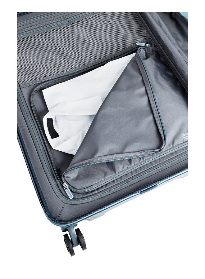 American Tourister Technum Suitcase, Check-In Size 77 cm / 28 inch, 4 Spinner Wheels, Hard Top, Polycarbonate, Metallic Blue|DuoSaf™ Security Zipper|Dual Tube Pull Handle|Expandable - 3 Years Global Warranty Metallic Blue - Image 5